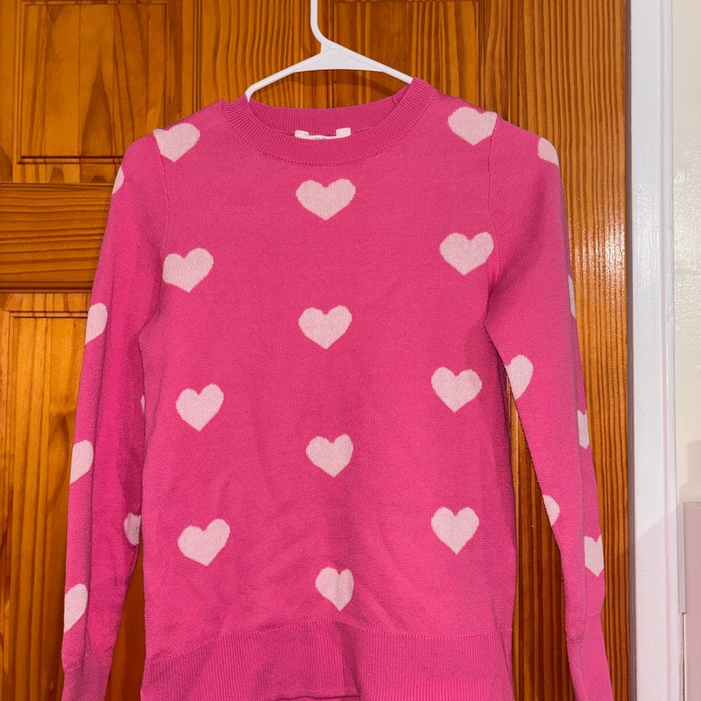 Pink Heart Pattern Sweater